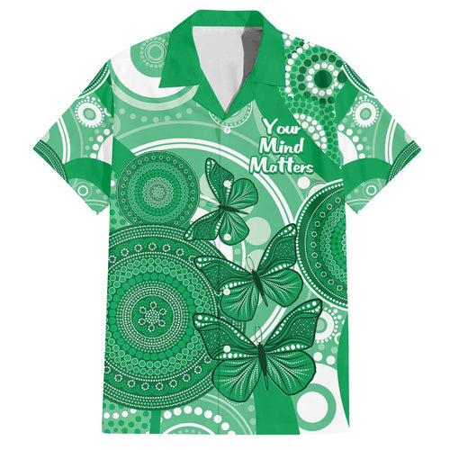 Personalised Australia Mental Health Awareness Month Family Matching Off The Shoulder Long Sleeve Dress and Hawaiian Shirt Your Mind Matter Aboriginal Art