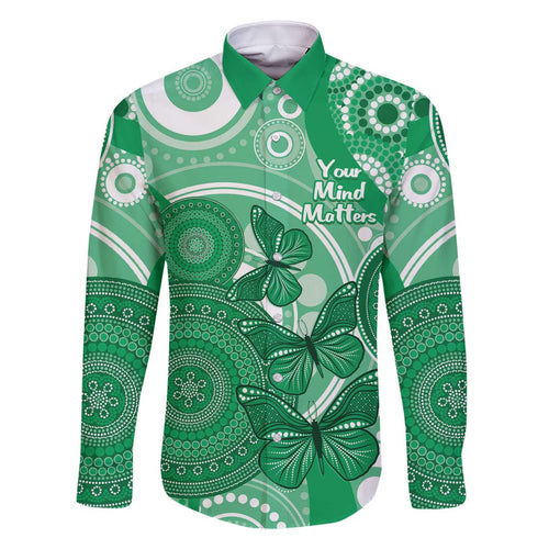Personalised Australia Mental Health Awareness Month Family Matching Off The Shoulder Long Sleeve Dress and Hawaiian Shirt Your Mind Matter Aboriginal Art