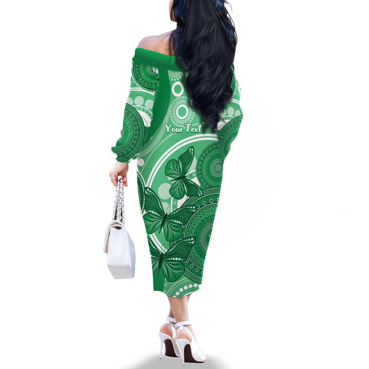 Personalised Australia Mental Health Awareness Month Family Matching Off The Shoulder Long Sleeve Dress and Hawaiian Shirt Your Mind Matter Aboriginal Art