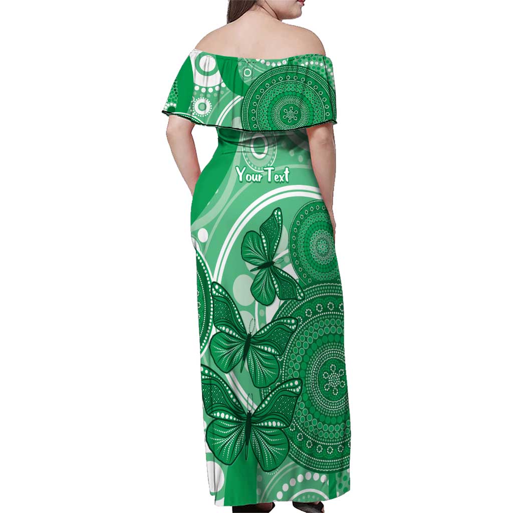 Personalised Australia Mental Health Awareness Month Family Matching Off Shoulder Maxi Dress and Hawaiian Shirt Your Mind Matter Aboriginal Art