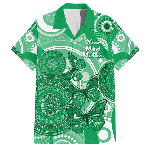 Personalised Australia Mental Health Awareness Month Family Matching Off Shoulder Short Dress and Hawaiian Shirt Your Mind Matter Aboriginal Art