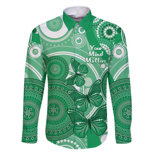 Personalised Australia Mental Health Awareness Month Family Matching Off Shoulder Short Dress and Hawaiian Shirt Your Mind Matter Aboriginal Art