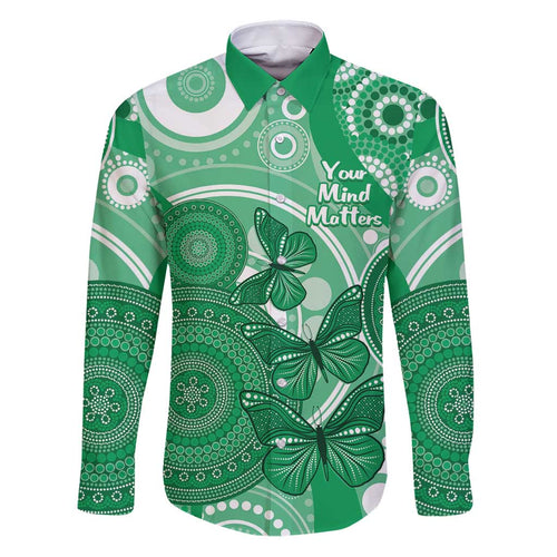 Personalised Australia Mental Health Awareness Month Family Matching Puletasi and Hawaiian Shirt Your Mind Matter Aboriginal Art