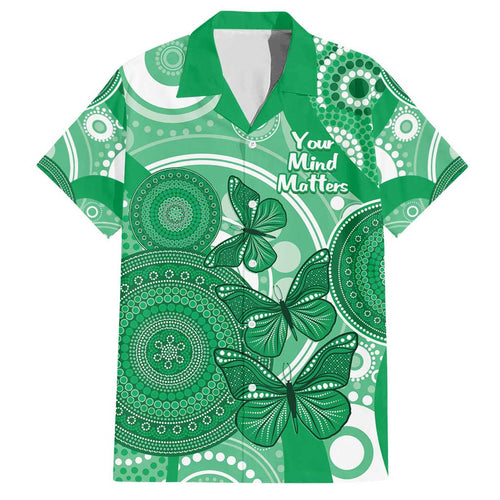 Personalised Australia Mental Health Awareness Month Family Matching Short Sleeve Bodycon Dress and Hawaiian Shirt Your Mind Matter Aboriginal Art
