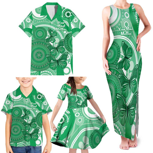 Personalised Australia Mental Health Awareness Month Family Matching Tank Maxi Dress and Hawaiian Shirt Your Mind Matter Aboriginal Art