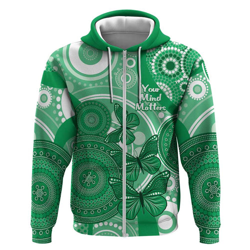 Personalised Australia Mental Health Awareness Month Hoodie Your Mind Matter Aboriginal Art