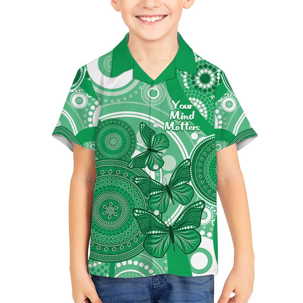 Personalised Australia Mental Health Awareness Month Kid Hawaiian Shirt Your Mind Matter Aboriginal Art