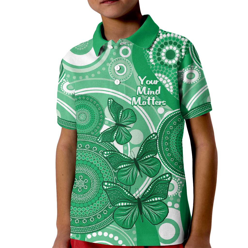 Personalised Australia Mental Health Awareness Month Kid Polo Shirt Your Mind Matter Aboriginal Art
