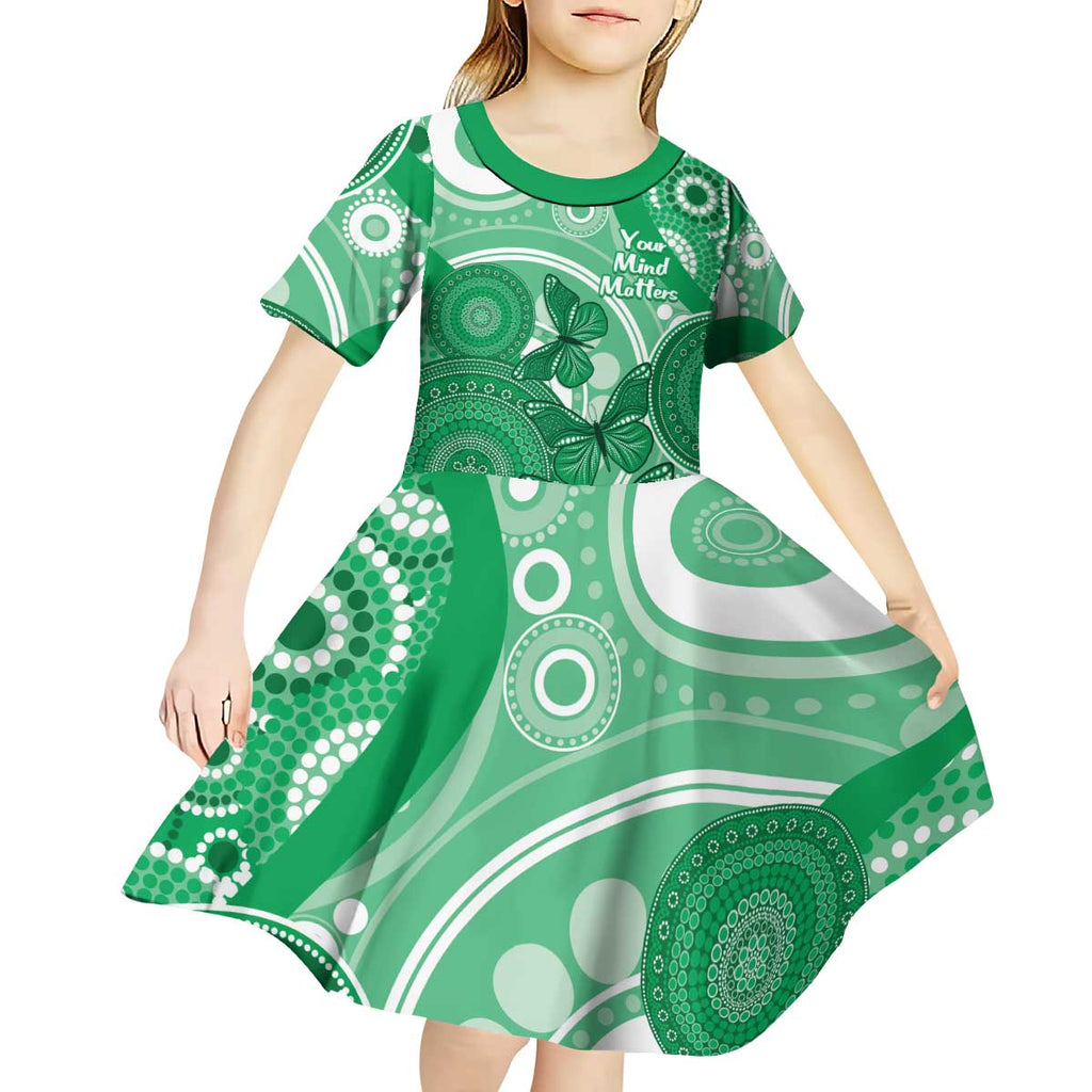 Personalised Australia Mental Health Awareness Month Kid Short Sleeve Dress Your Mind Matter Aboriginal Art