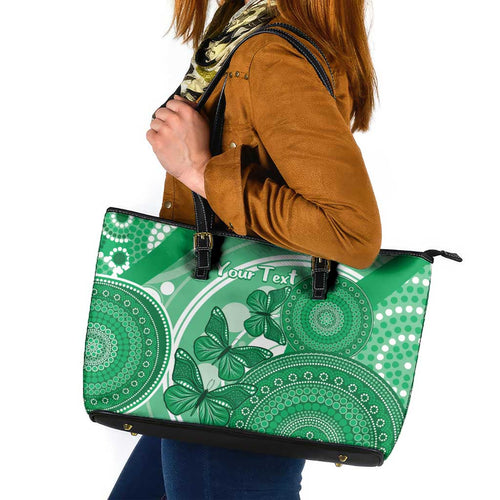 Personalised Australia Mental Health Awareness Month Leather Tote Bag Your Mind Matter Aboriginal Art