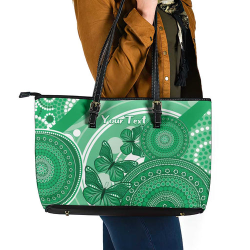 Personalised Australia Mental Health Awareness Month Leather Tote Bag Your Mind Matter Aboriginal Art