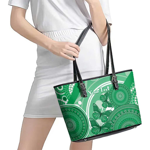 Personalised Australia Mental Health Awareness Month Leather Tote Bag Your Mind Matter Aboriginal Art