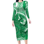 Personalised Australia Mental Health Awareness Month Long Sleeve Bodycon Dress Your Mind Matter Aboriginal Art