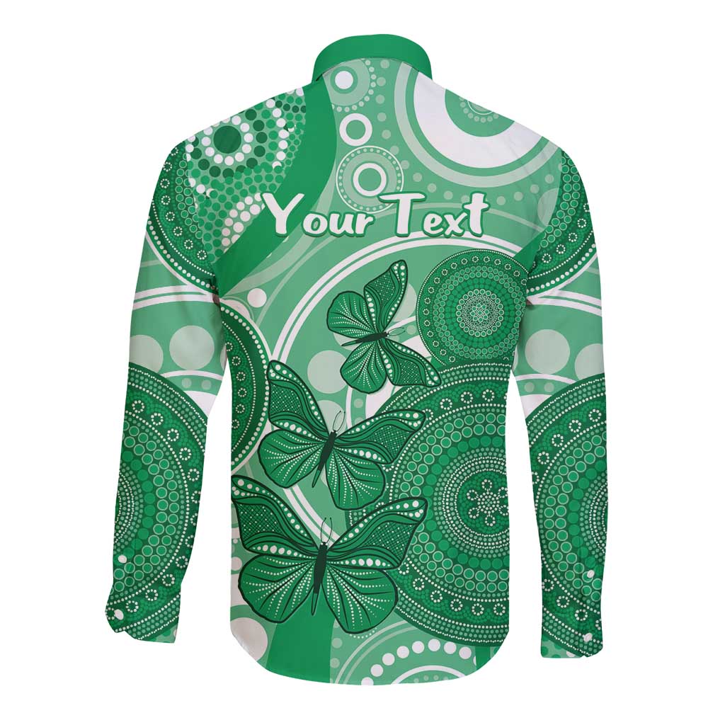 Personalised Australia Mental Health Awareness Month Long Sleeve Button Shirt Your Mind Matter Aboriginal Art