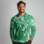 Personalised Australia Mental Health Awareness Month Long Sleeve Polo Shirt Your Mind Matter Aboriginal Art