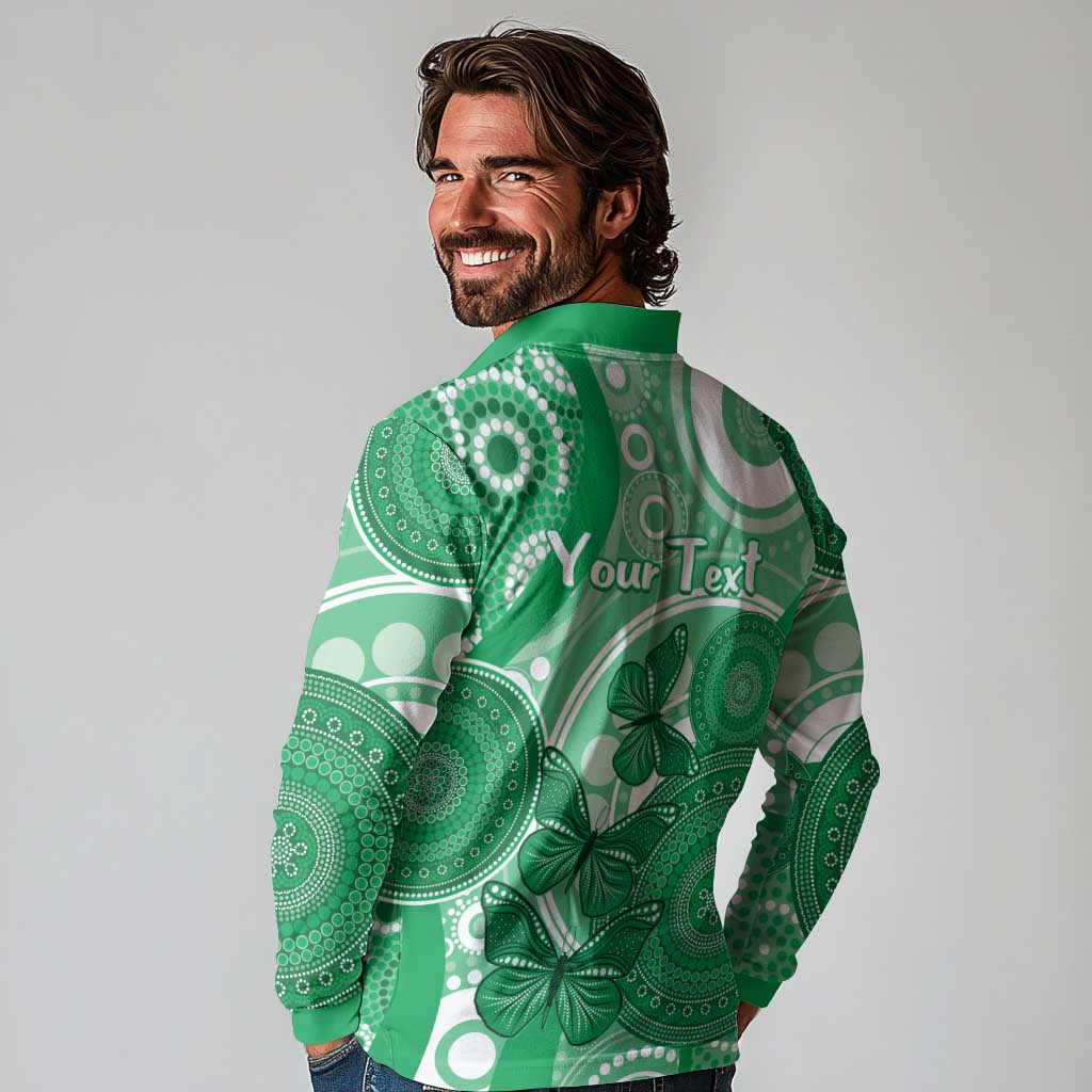 Personalised Australia Mental Health Awareness Month Long Sleeve Polo Shirt Your Mind Matter Aboriginal Art