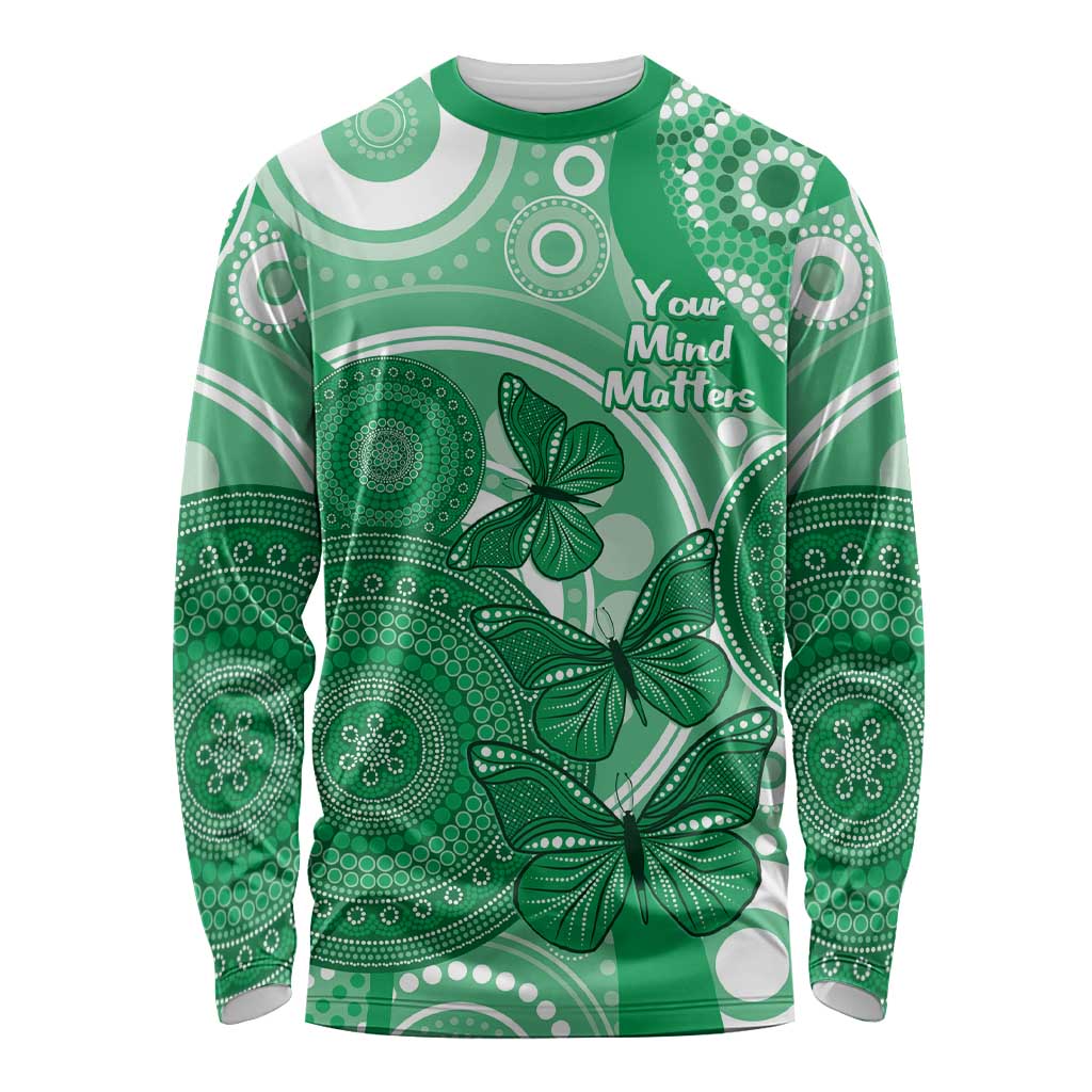 Personalised Australia Mental Health Awareness Month Long Sleeve Shirt Your Mind Matter Aboriginal Art