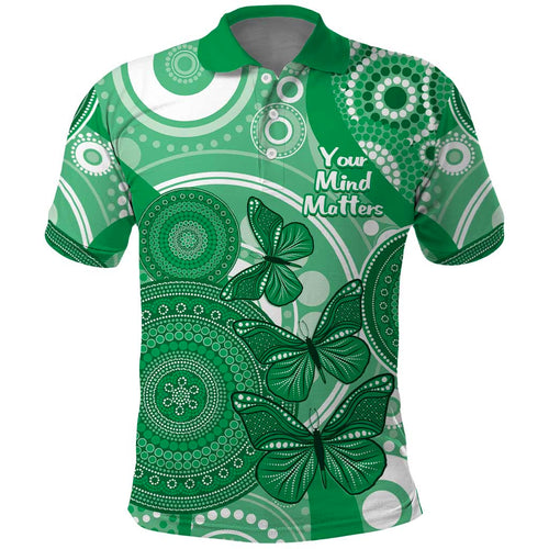 Personalised Australia Mental Health Awareness Month Polo Shirt Your Mind Matter Aboriginal Art
