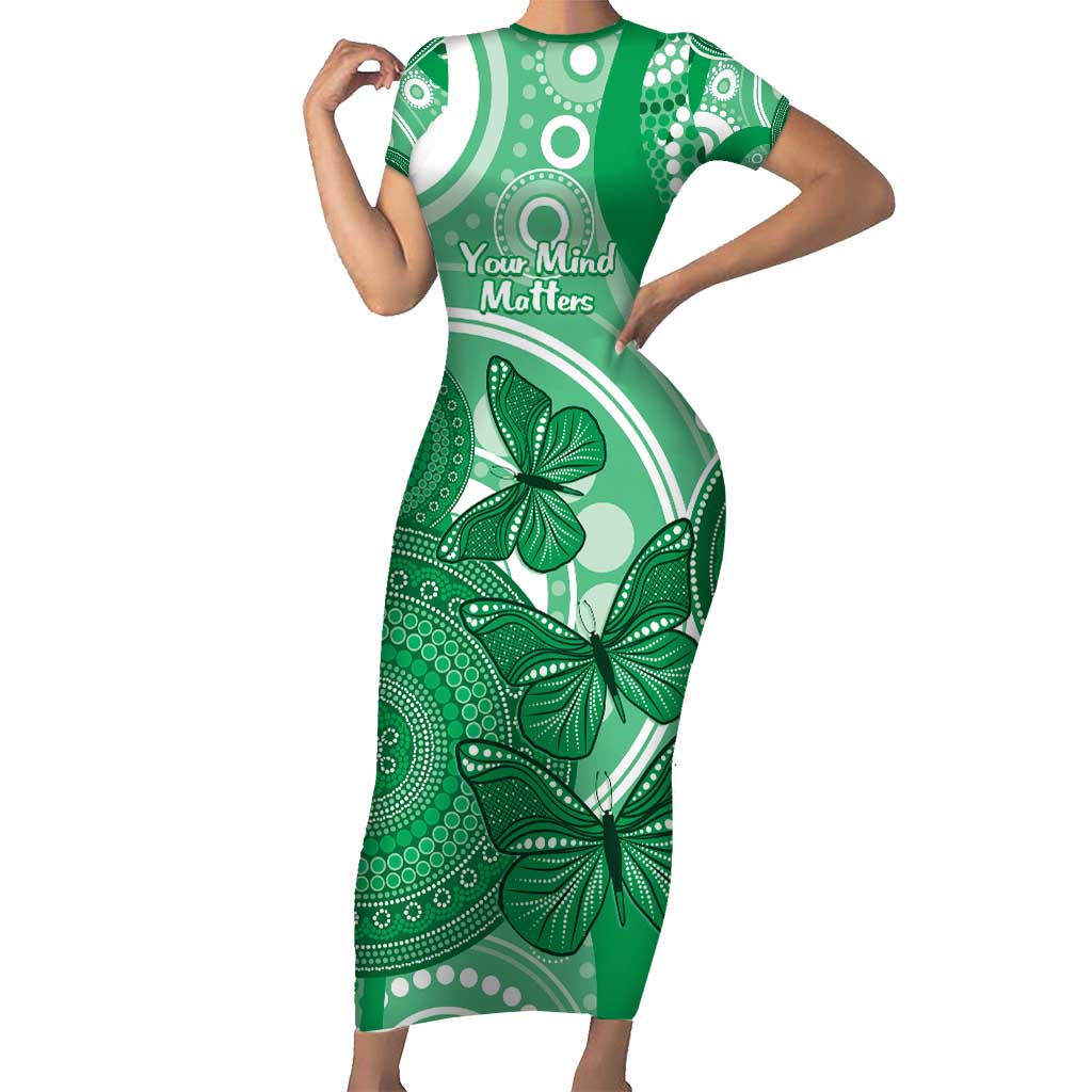 Personalised Australia Mental Health Awareness Month Short Sleeve Bodycon Dress Your Mind Matter Aboriginal Art