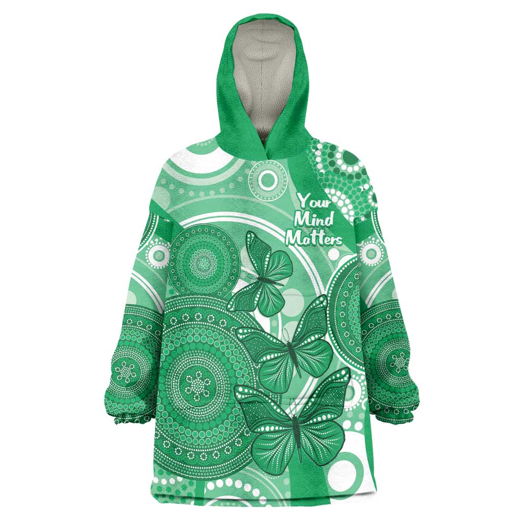 Personalised Australia Mental Health Awareness Month Wearable Blanket Hoodie Your Mind Matter Aboriginal Art