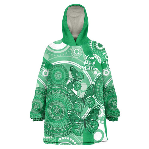 Personalised Australia Mental Health Awareness Month Wearable Blanket Hoodie Your Mind Matter Aboriginal Art
