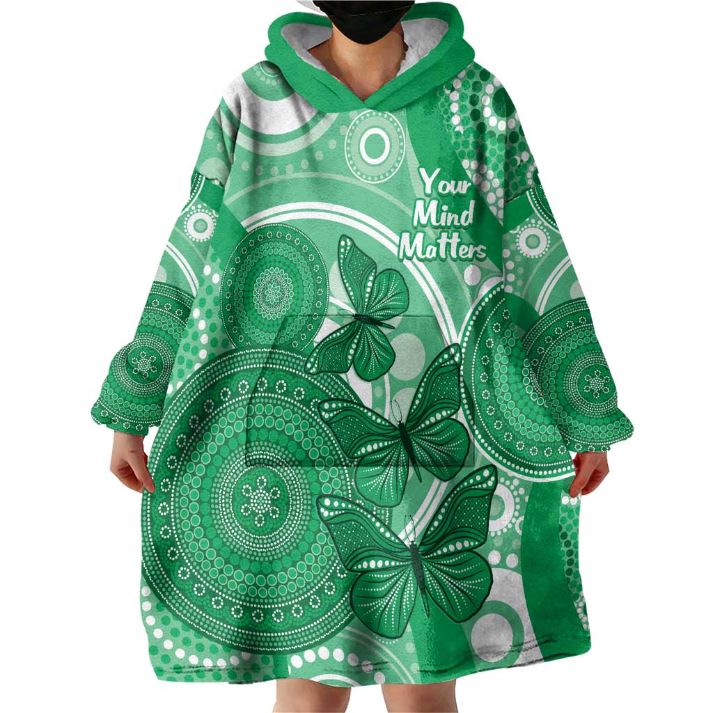 Personalised Australia Mental Health Awareness Month Wearable Blanket Hoodie Your Mind Matter Aboriginal Art
