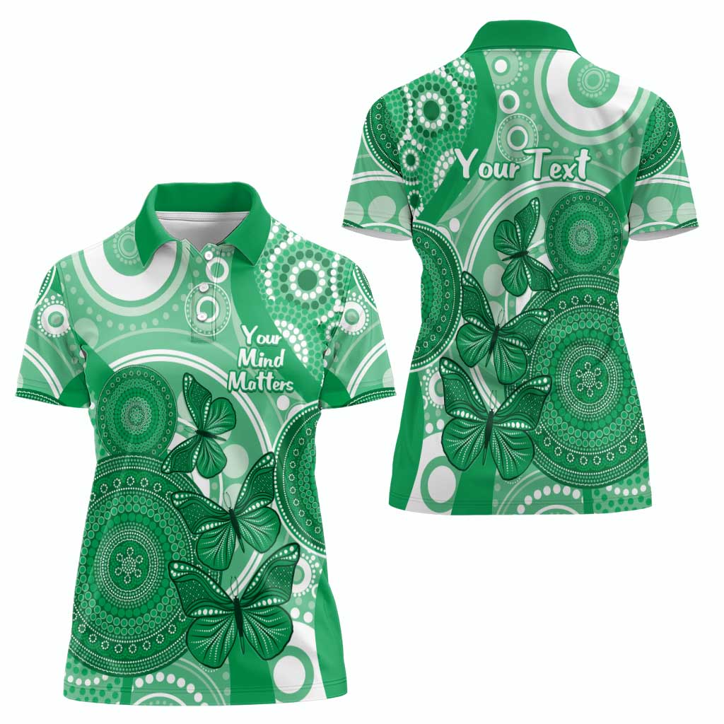 Personalised Australia Mental Health Awareness Month Women Polo Shirt Your Mind Matter Aboriginal Art