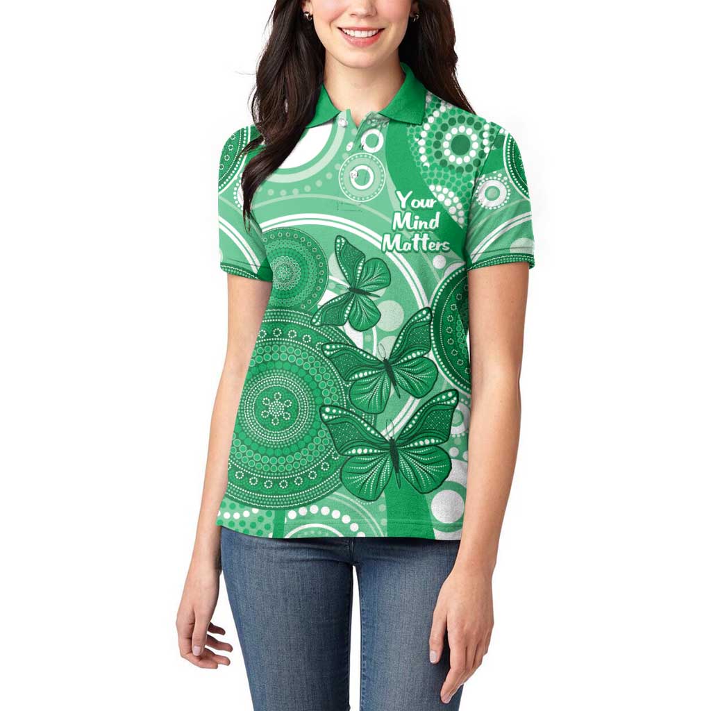Personalised Australia Mental Health Awareness Month Women Polo Shirt Your Mind Matter Aboriginal Art