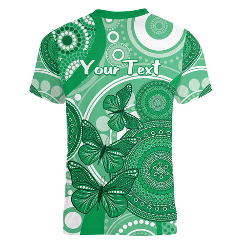 Personalised Australia Mental Health Awareness Month Women V-Neck T-Shirt Your Mind Matter Aboriginal Art