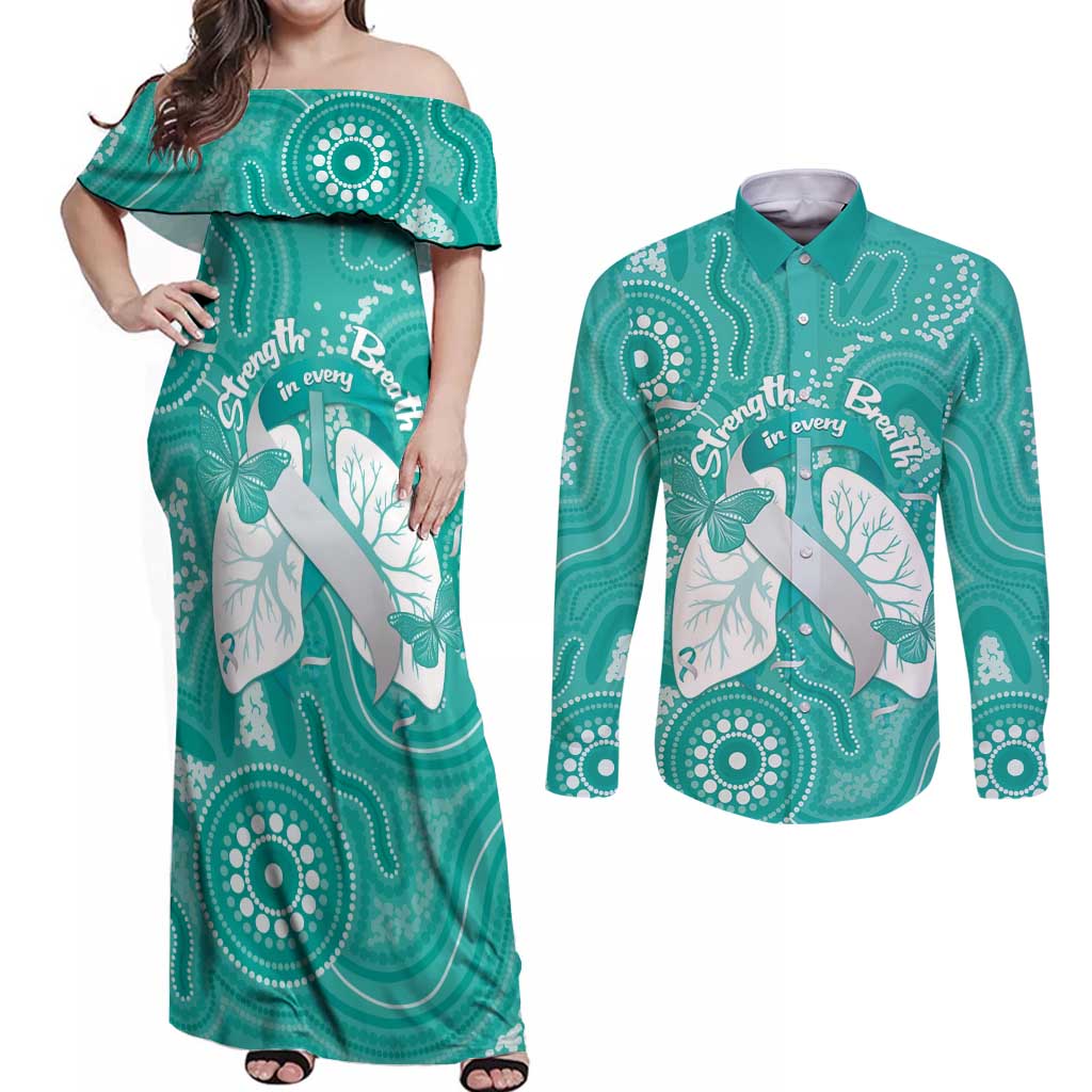 National Asthma Week Australia Couples Matching Off Shoulder Maxi Dress and Long Sleeve Button Shirt Strength In Every Breath