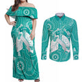 National Asthma Week Australia Couples Matching Off Shoulder Maxi Dress and Long Sleeve Button Shirt Strength In Every Breath