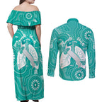 National Asthma Week Australia Couples Matching Off Shoulder Maxi Dress and Long Sleeve Button Shirt Strength In Every Breath