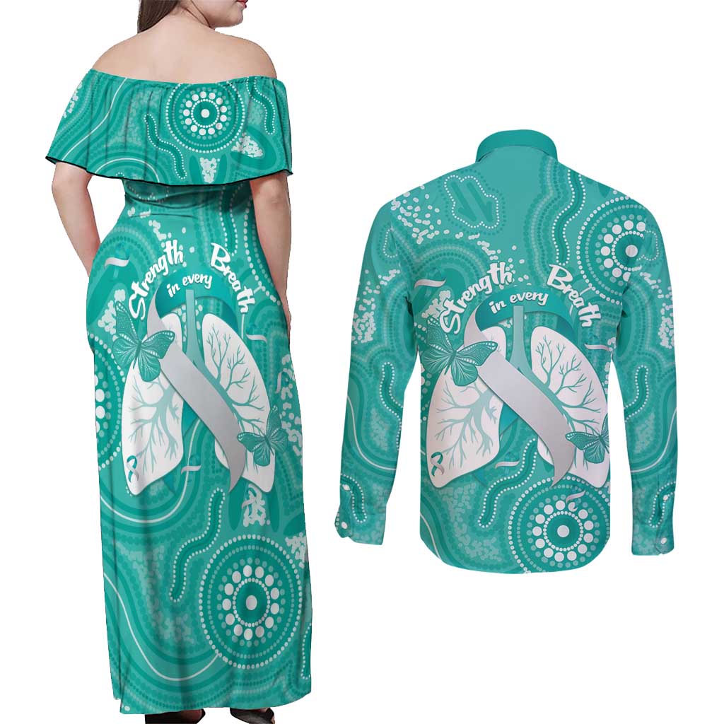 National Asthma Week Australia Couples Matching Off Shoulder Maxi Dress and Long Sleeve Button Shirt Strength In Every Breath
