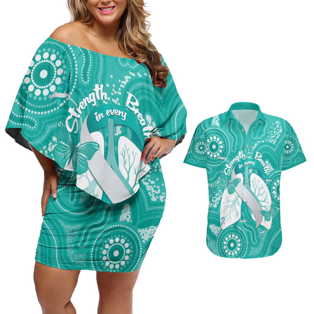 National Asthma Week Australia Couples Matching Off Shoulder Short Dress and Hawaiian Shirt Strength In Every Breath