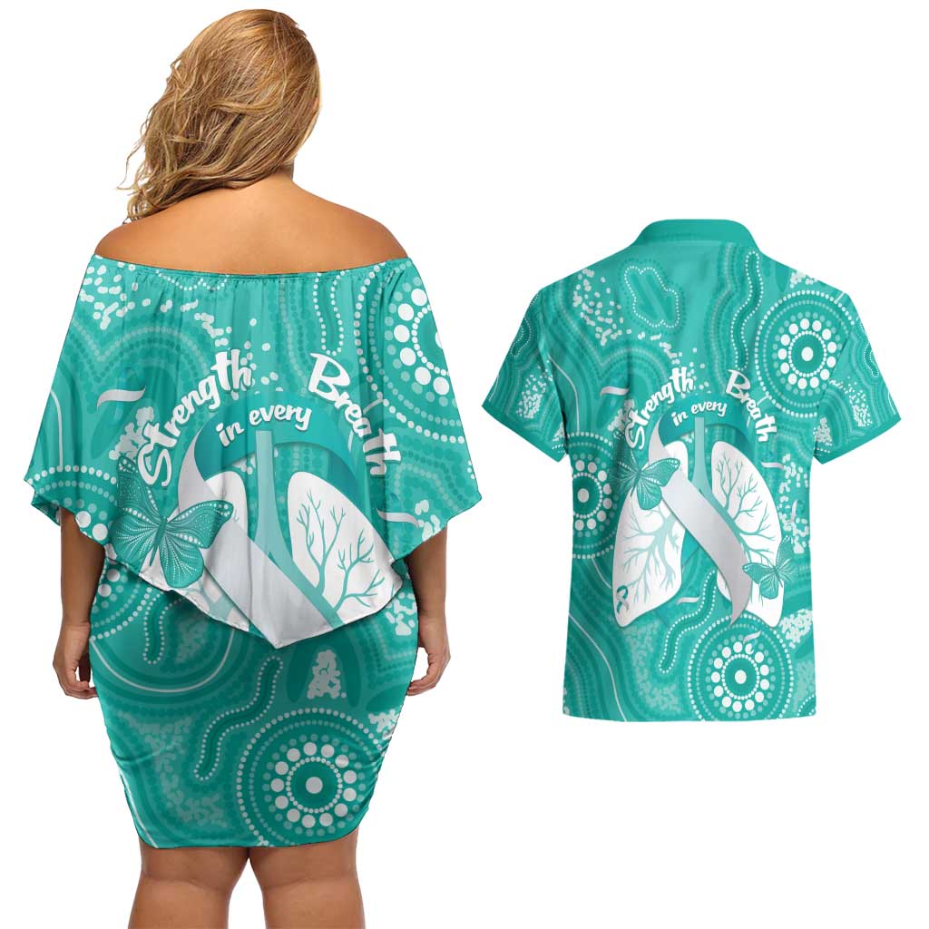 National Asthma Week Australia Couples Matching Off Shoulder Short Dress and Hawaiian Shirt Strength In Every Breath