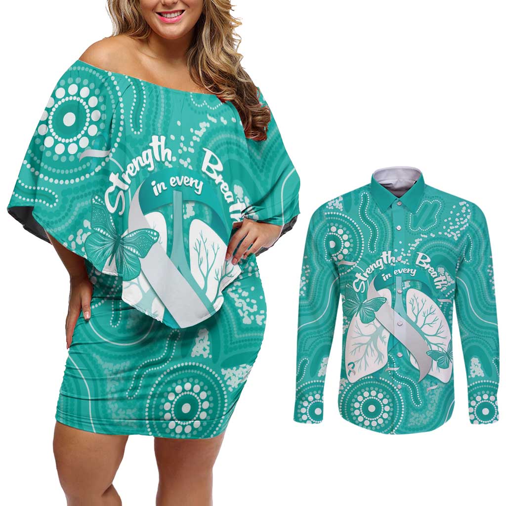 National Asthma Week Australia Couples Matching Off Shoulder Short Dress and Long Sleeve Button Shirt Strength In Every Breath