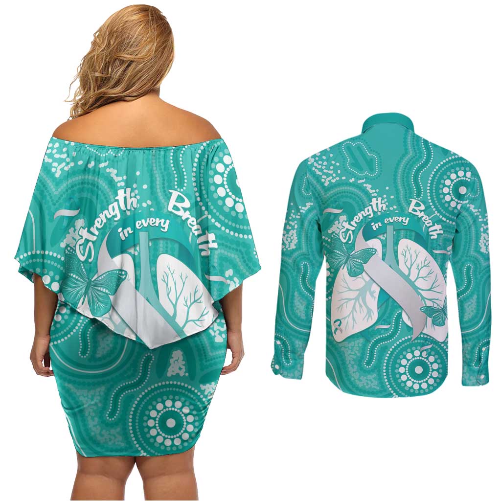 National Asthma Week Australia Couples Matching Off Shoulder Short Dress and Long Sleeve Button Shirt Strength In Every Breath