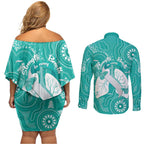 National Asthma Week Australia Couples Matching Off Shoulder Short Dress and Long Sleeve Button Shirt Strength In Every Breath