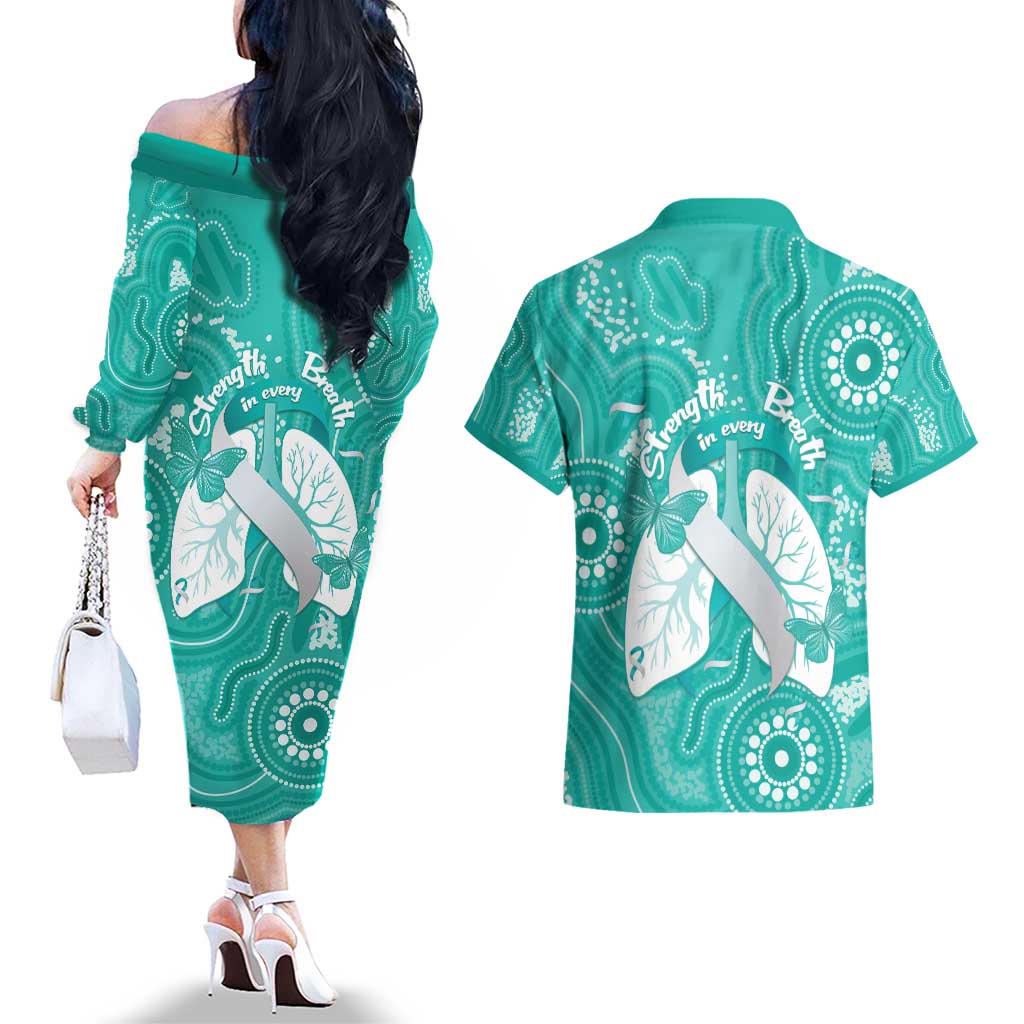 National Asthma Week Australia Couples Matching Off The Shoulder Long Sleeve Dress and Hawaiian Shirt Strength In Every Breath