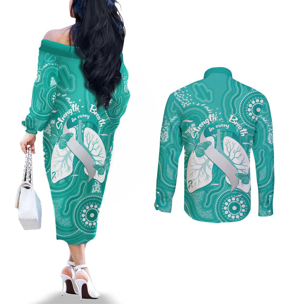 National Asthma Week Australia Couples Matching Off The Shoulder Long Sleeve Dress and Long Sleeve Button Shirt Strength In Every Breath