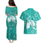 National Asthma Week Australia Couples Matching Puletasi and Hawaiian Shirt Strength In Every Breath