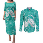 National Asthma Week Australia Couples Matching Puletasi and Long Sleeve Button Shirt Strength In Every Breath