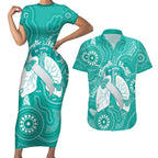 National Asthma Week Australia Couples Matching Short Sleeve Bodycon Dress and Hawaiian Shirt Strength In Every Breath