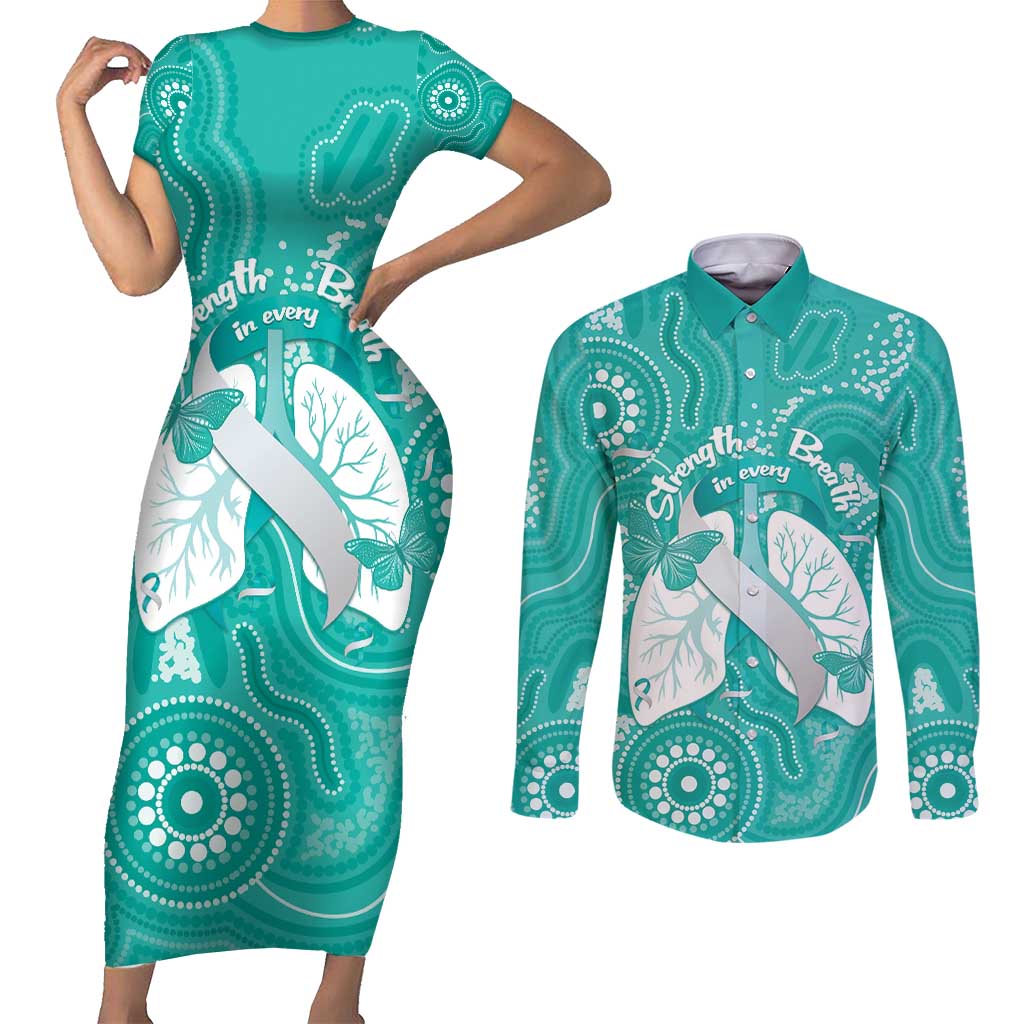 National Asthma Week Australia Couples Matching Short Sleeve Bodycon Dress and Long Sleeve Button Shirt Strength In Every Breath