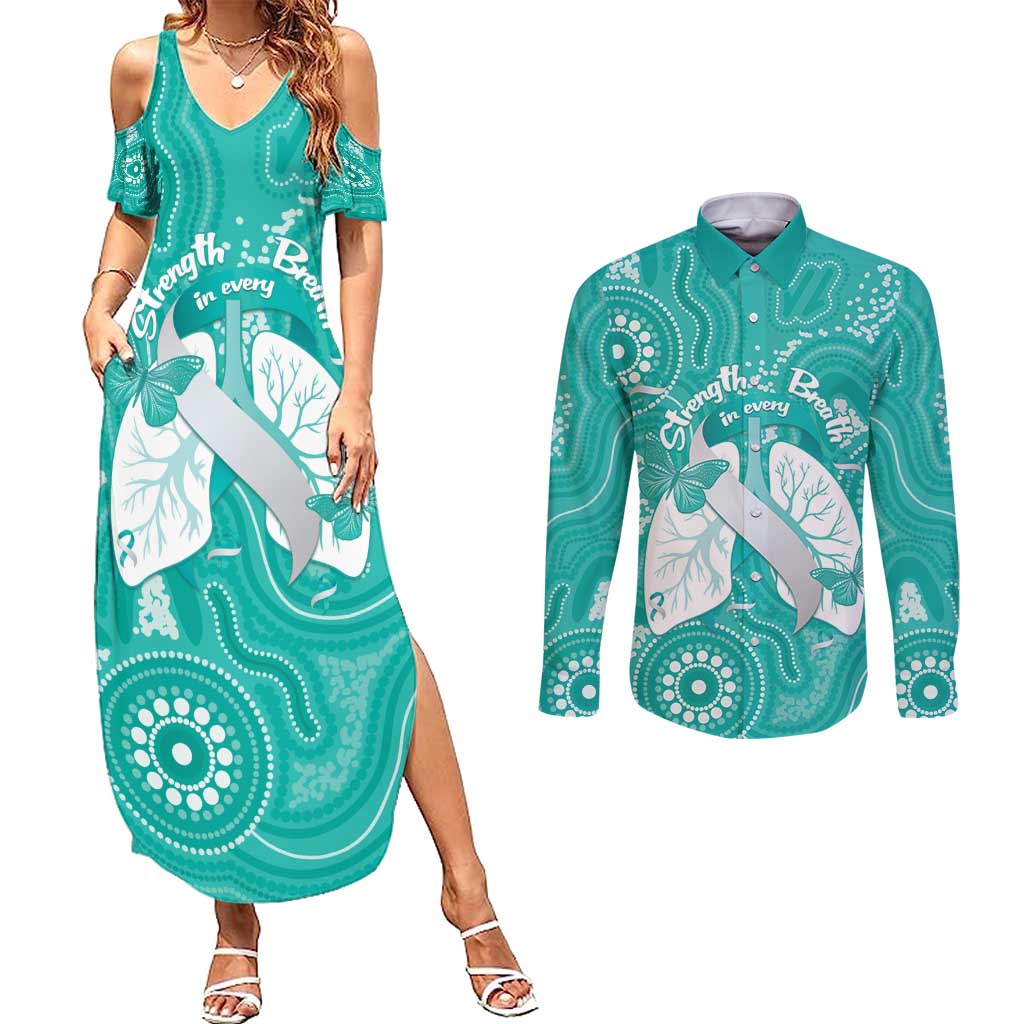 National Asthma Week Australia Couples Matching Summer Maxi Dress and Long Sleeve Button Shirt Strength In Every Breath