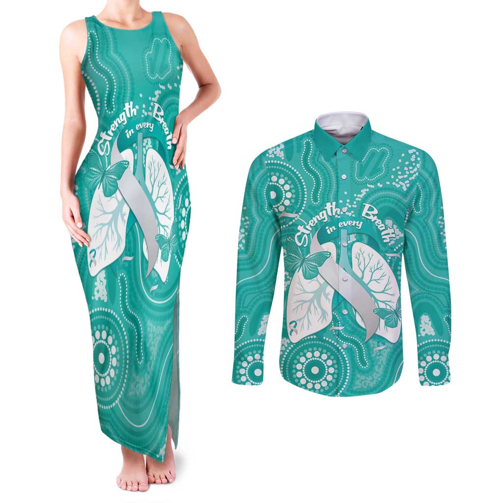 National Asthma Week Australia Couples Matching Tank Maxi Dress and Long Sleeve Button Shirt Strength In Every Breath