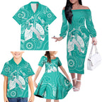 National Asthma Week Australia Family Matching Off The Shoulder Long Sleeve Dress and Hawaiian Shirt Strength In Every Breath
