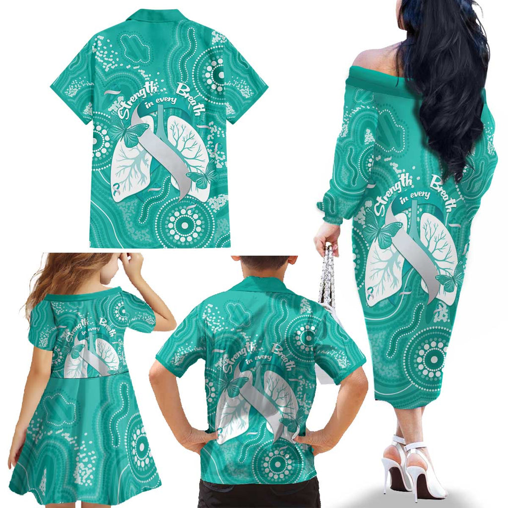 National Asthma Week Australia Family Matching Off The Shoulder Long Sleeve Dress and Hawaiian Shirt Strength In Every Breath