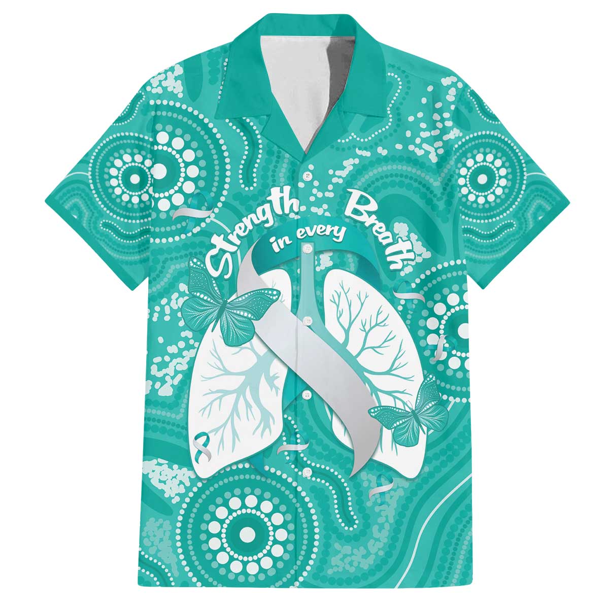 National Asthma Week Australia Family Matching Off The Shoulder Long Sleeve Dress and Hawaiian Shirt Strength In Every Breath