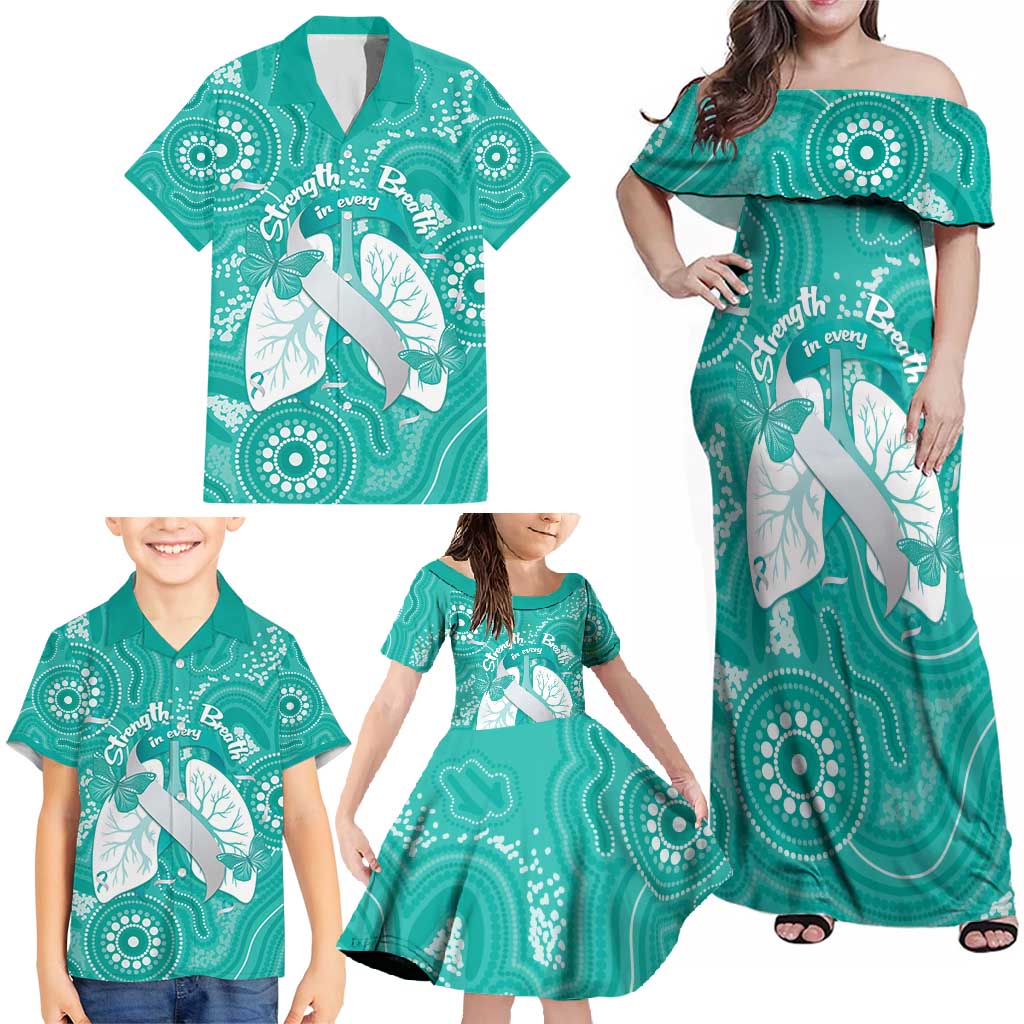 National Asthma Week Australia Family Matching Off Shoulder Maxi Dress and Hawaiian Shirt Strength In Every Breath